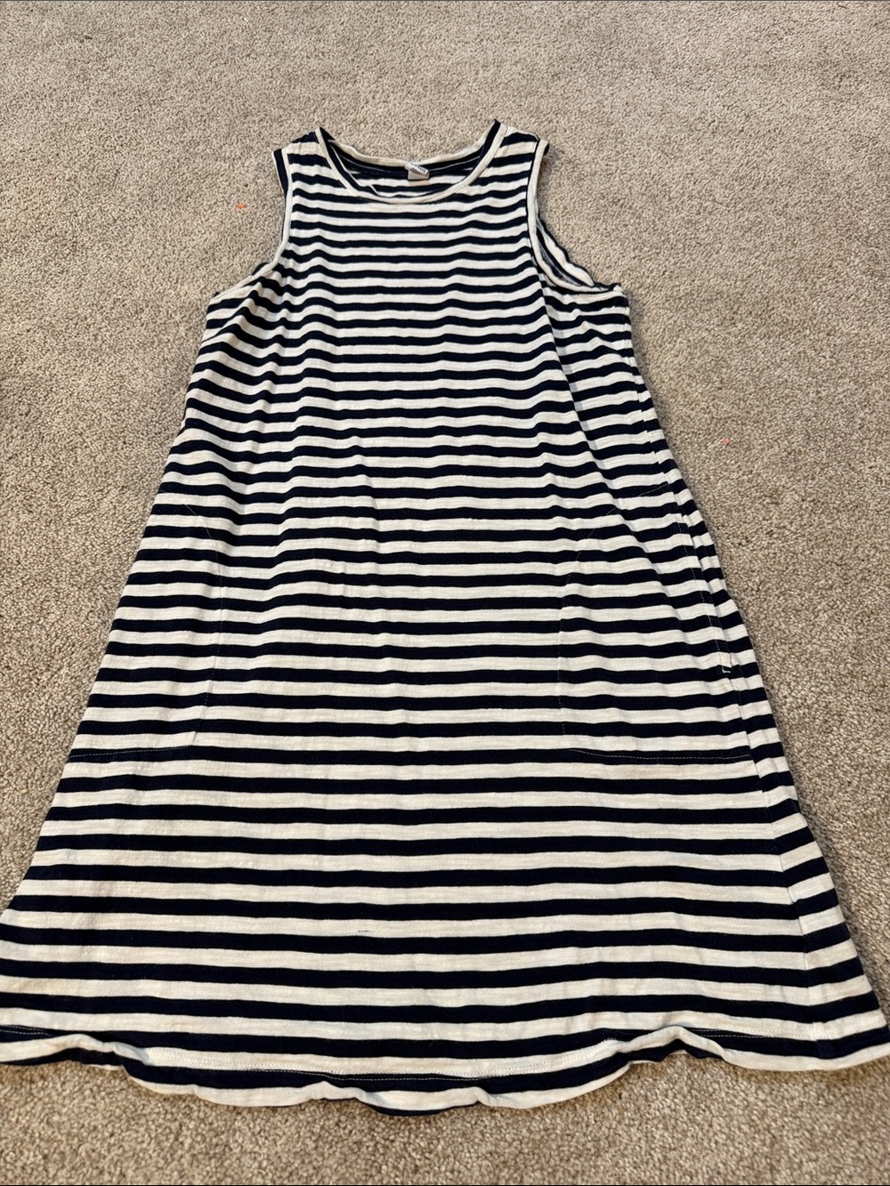 Old Navy Navy and White Striped Sleeveless Midi Dress